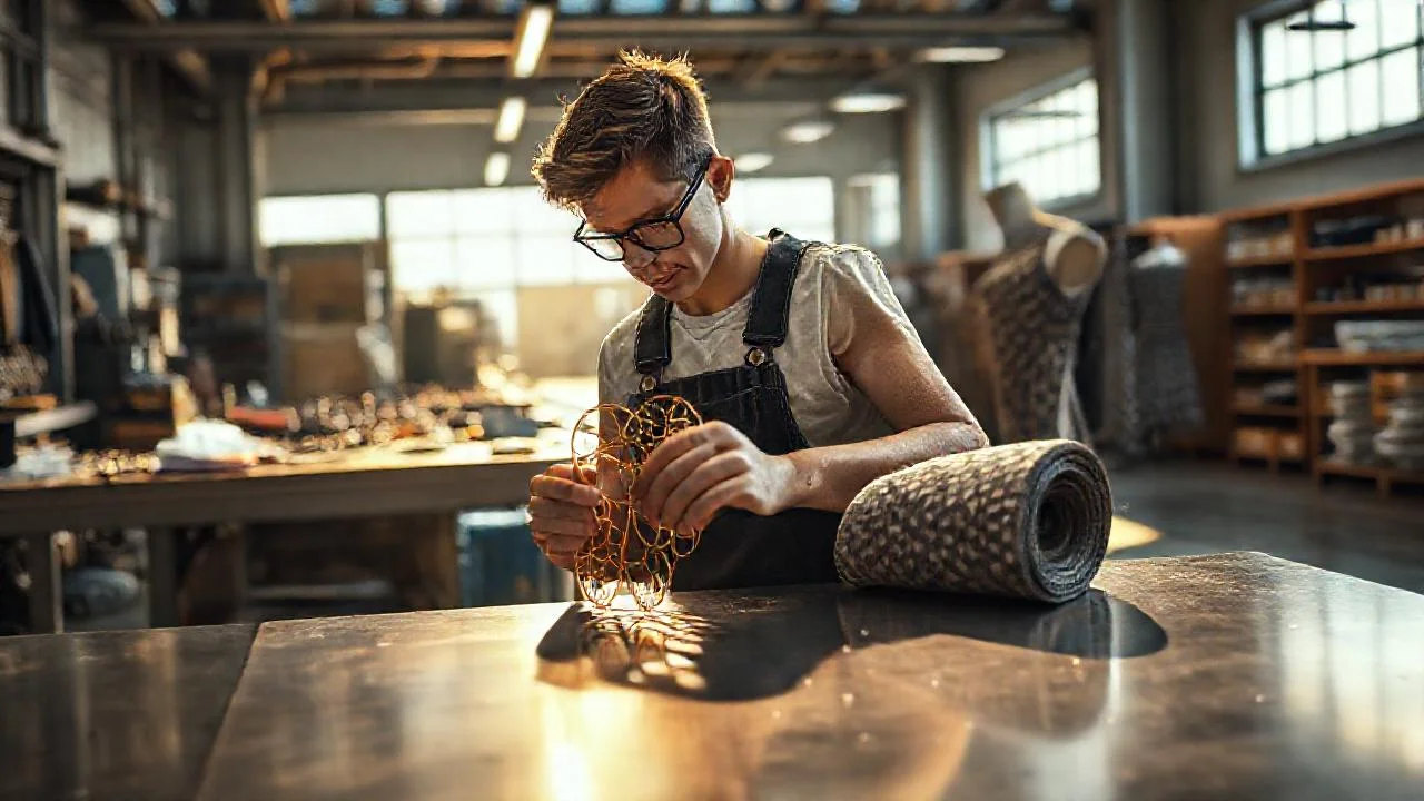 Un artesano crea con luz y metal