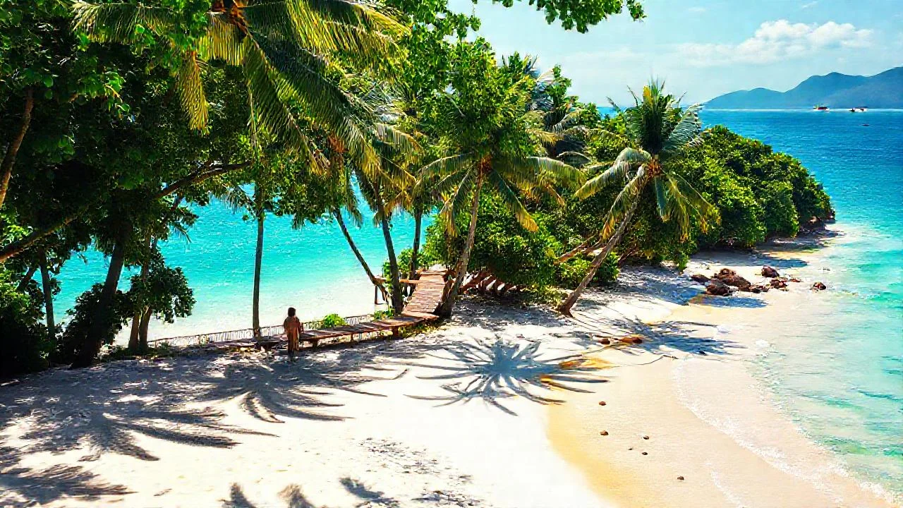 Paraíso tropical bañado por luz suave