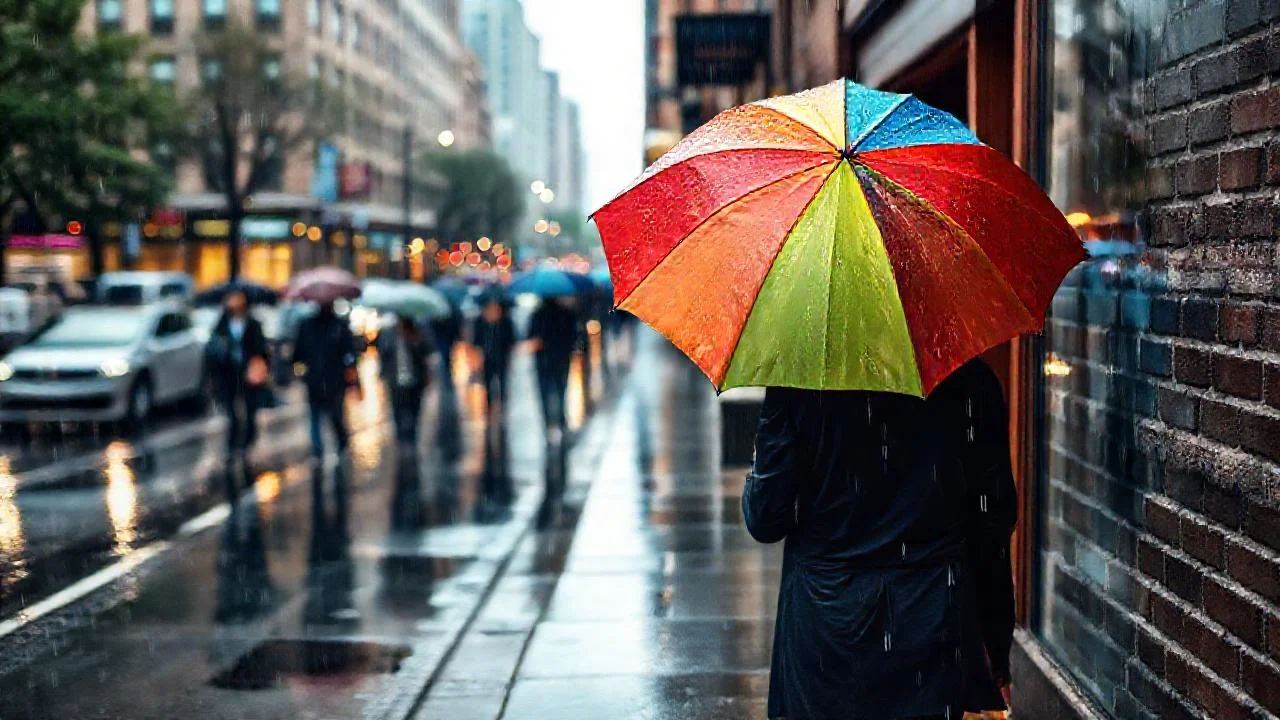 Lluvia, colores y bullicio urbano