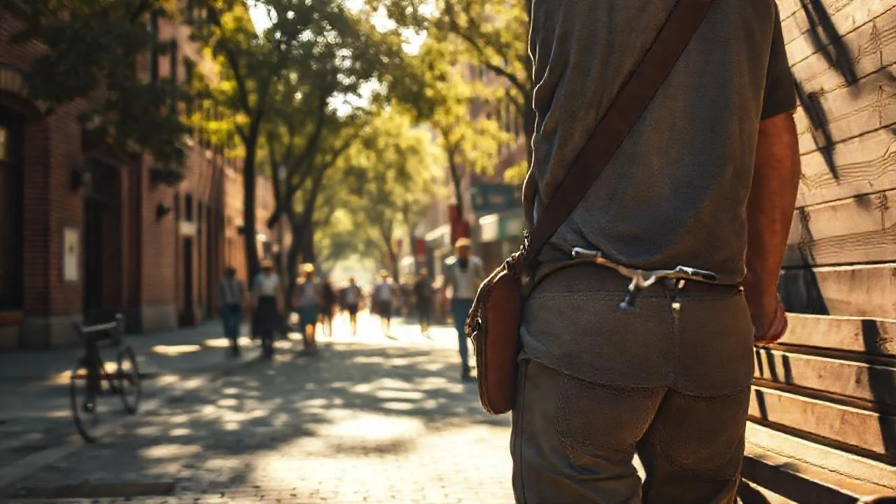 Ciudad tranquila bajo luz dorada