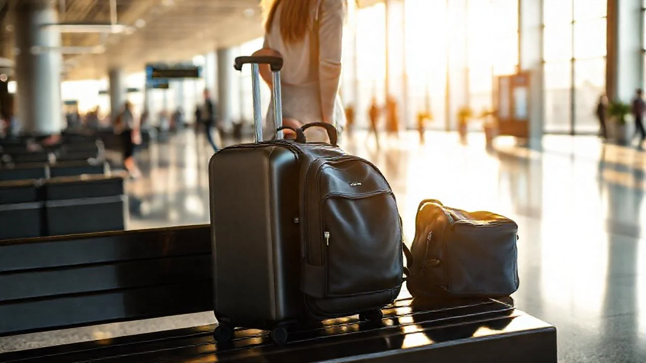 Luz cálida ilumina un aeropuerto moderno