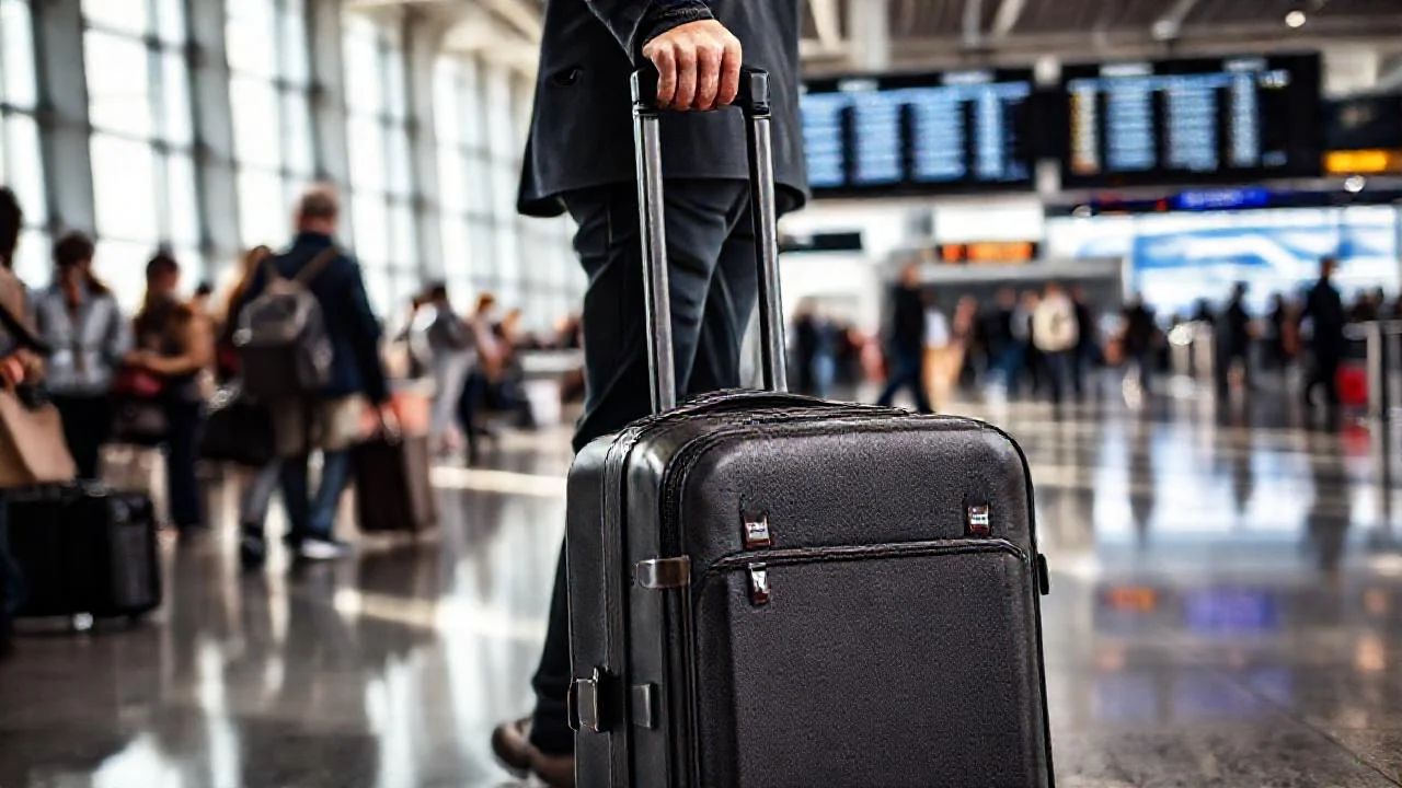Un viajero espera en el aeropuerto