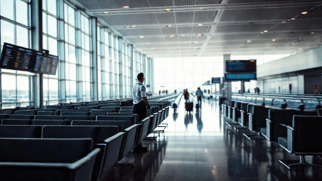 Un aeropuerto moderno, amplio y silencioso