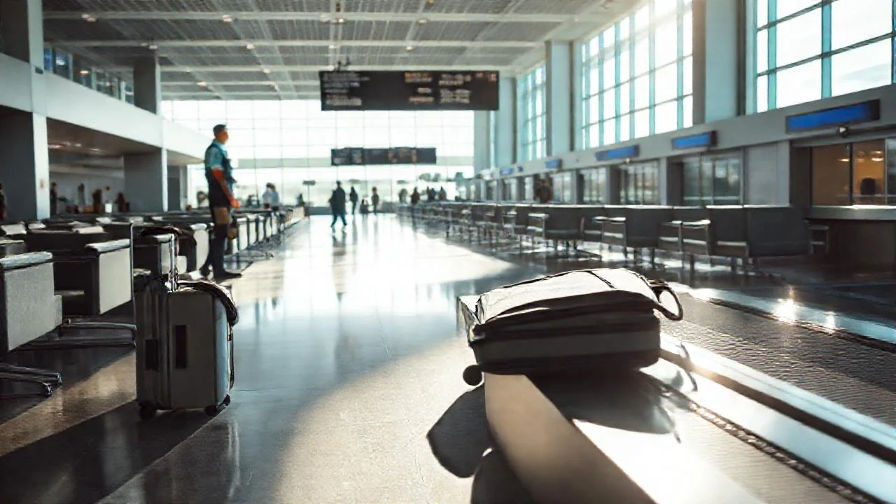 Un aeropuerto moderno irradia luz tranquila