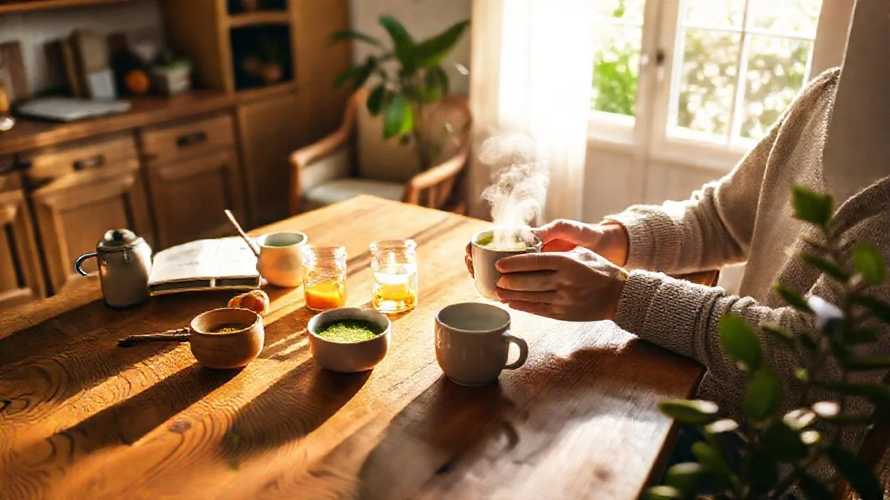 Luz cálida, matcha y hogar