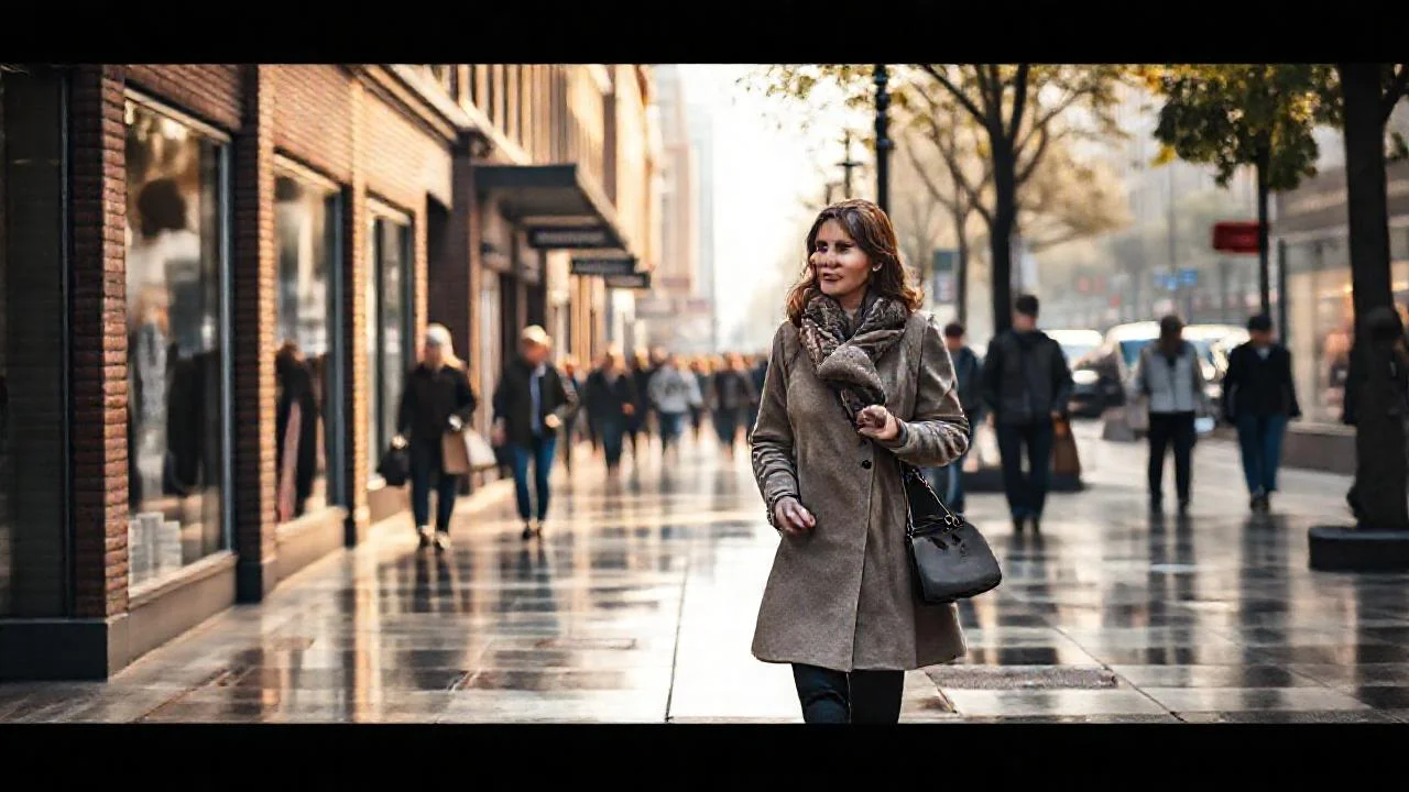 Ciudad vibrante bajo luz suave