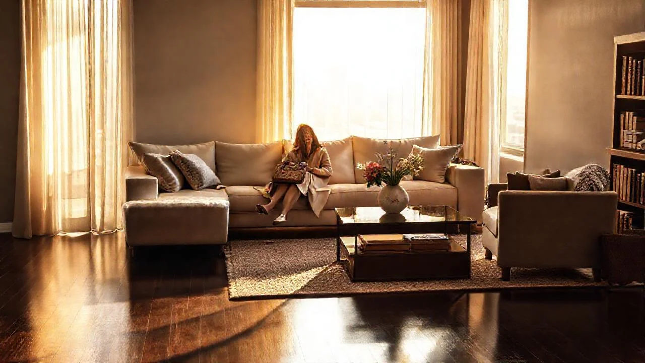 Un salón moderno, cálido y sereno