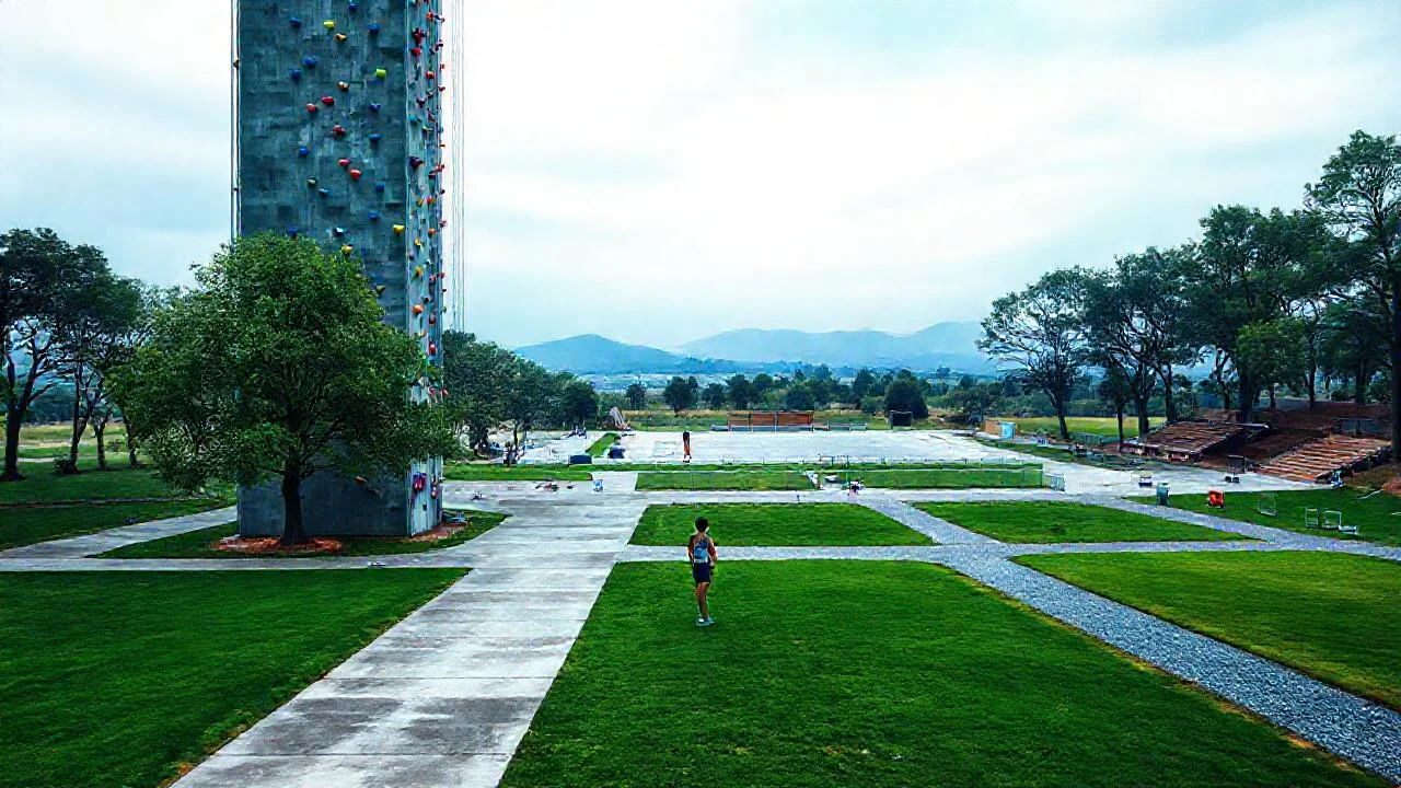 Complejo deportivo, escalada, luz difusa