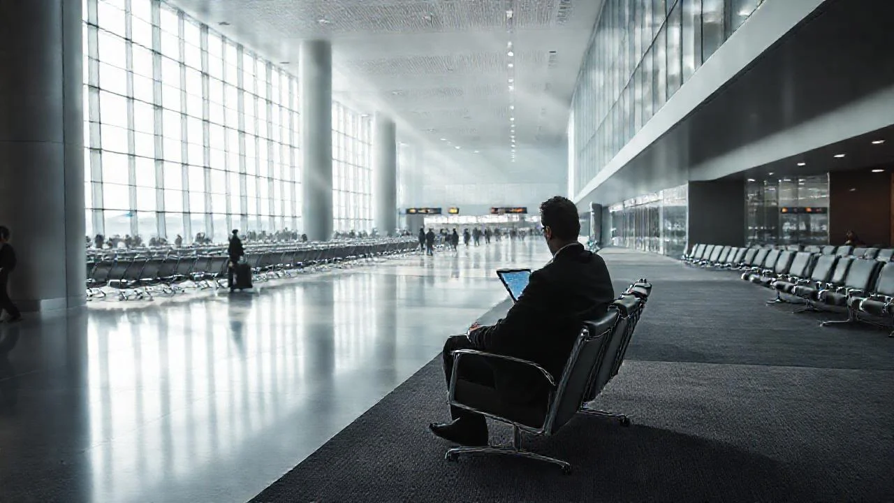 Un aeropuerto silencioso y vasto