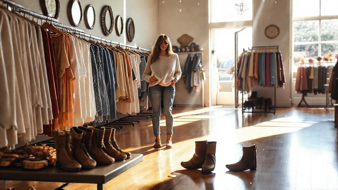 Luz ilumina una tienda con ropa